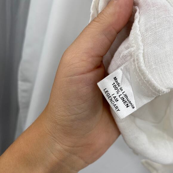 Flax white linen button down blouse - Picture 5 of 5